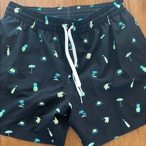 Chubbies Black Swim Shorts with Tropical Print